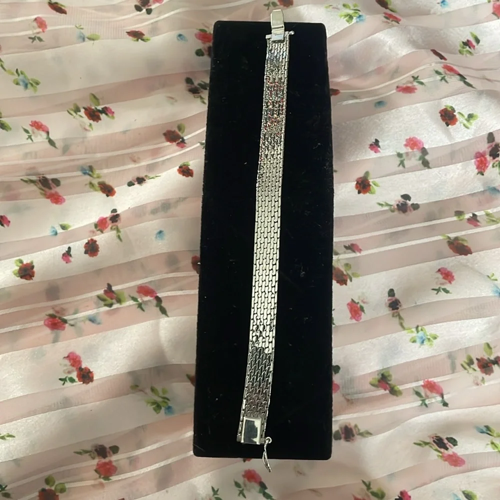 Vintage Monet Silver-Tone Tennis Bracelet - Picture 2 of 4